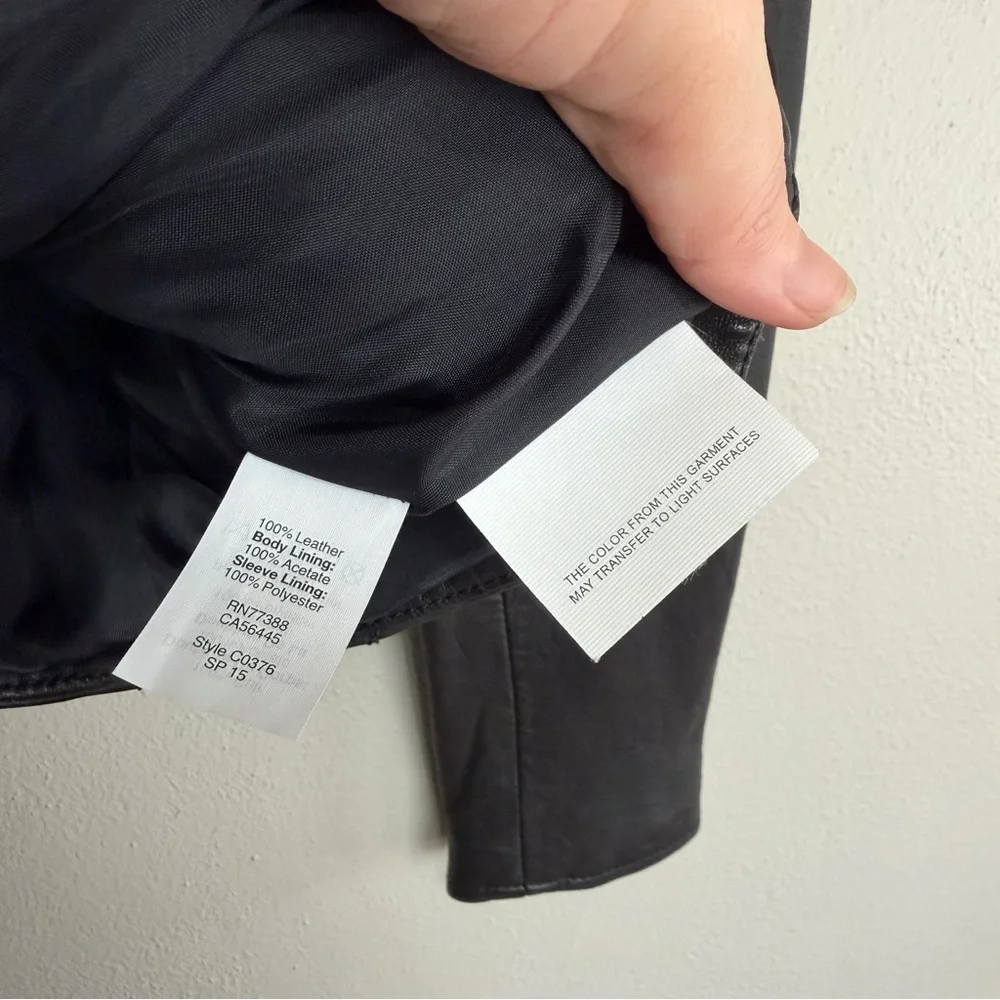 Madewell Metropolis Moto Collarless Black Leather Jacket Size XS